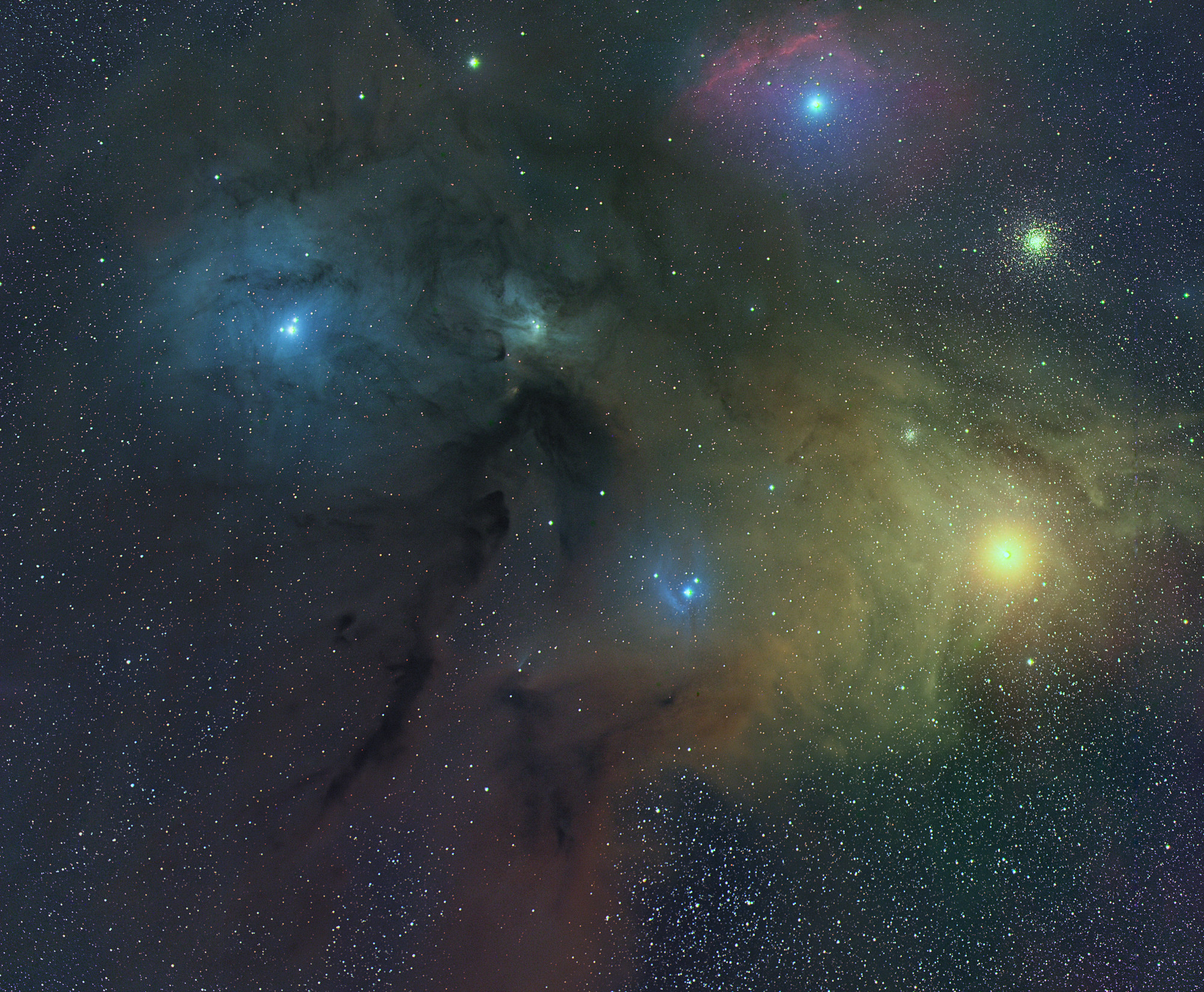 Der Rho Ophiuchi Nebel ist eine Dunkelwolke im Sternbild Schlangenträger.